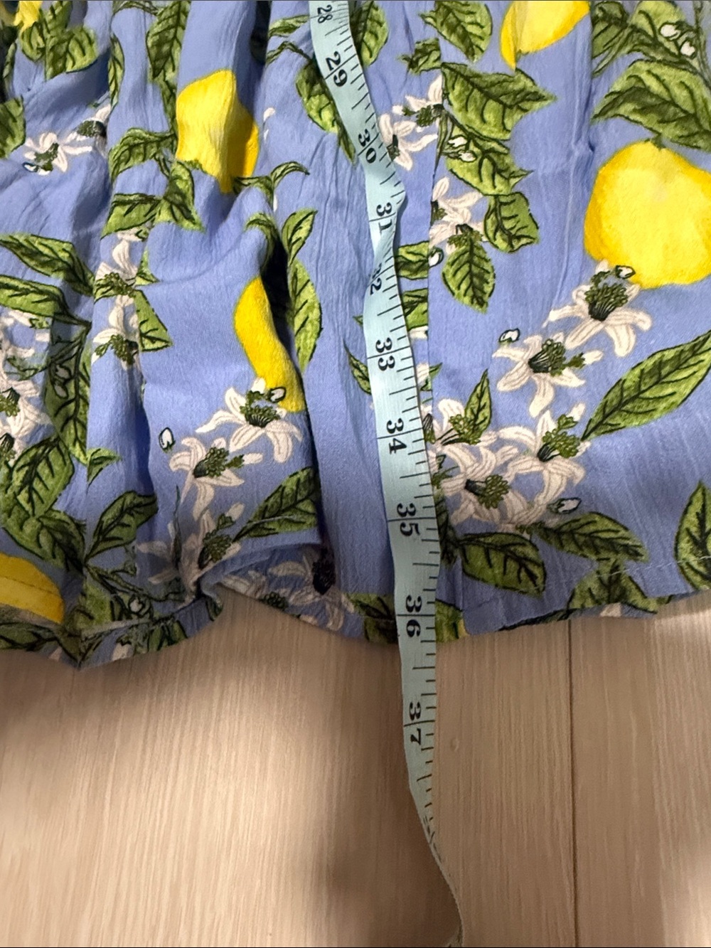beachlunchlounge Blue Lemon-Print Tiered V-Neck Midi Dress - Picture 11 of 12